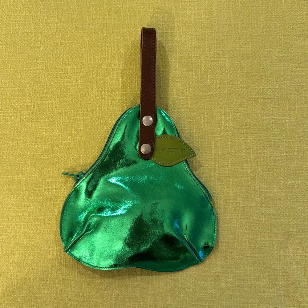 Metallic green pear mini bag